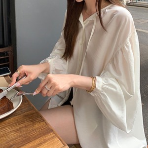 バルーンスリーブドロップショルダーシャツ　 00513