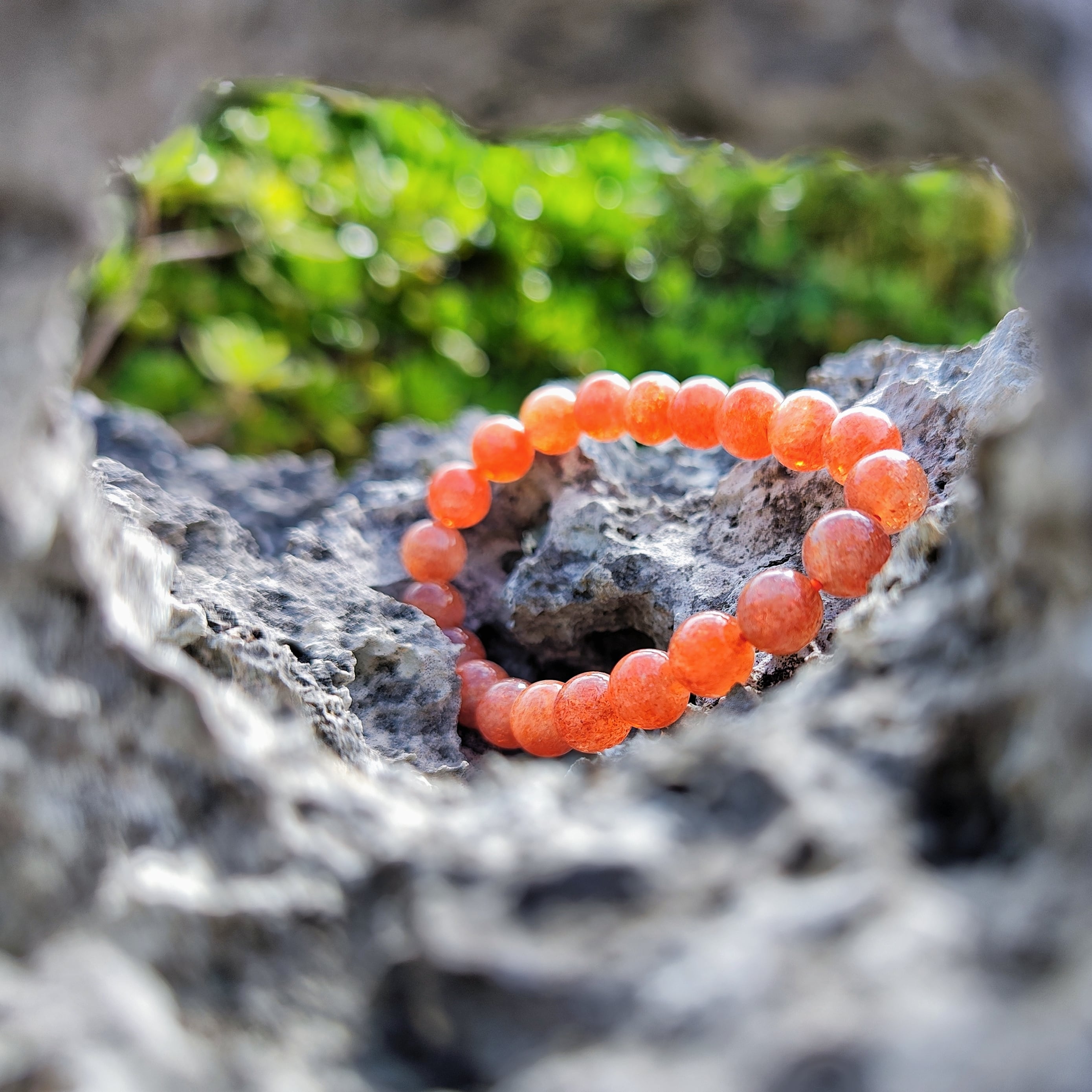 キラキラ濃い発色の天然サンストーンブレスレットパワーストーン