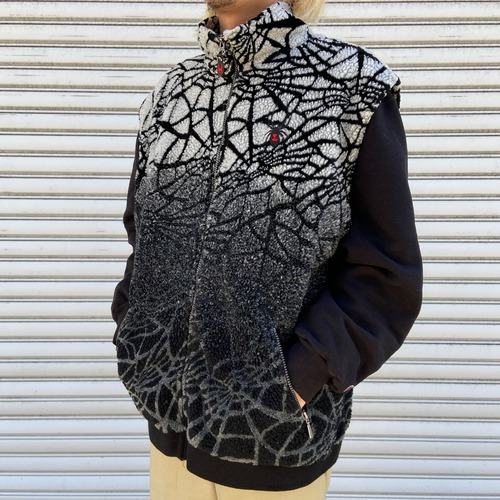 90s USA製 SPYDER スパイダーウェブボアフリースベスト 総柄 XXL