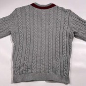 BEAMS ビームス Vネック ケーブル編み コットン チルデンニット セーター S/グレー系 メンズ