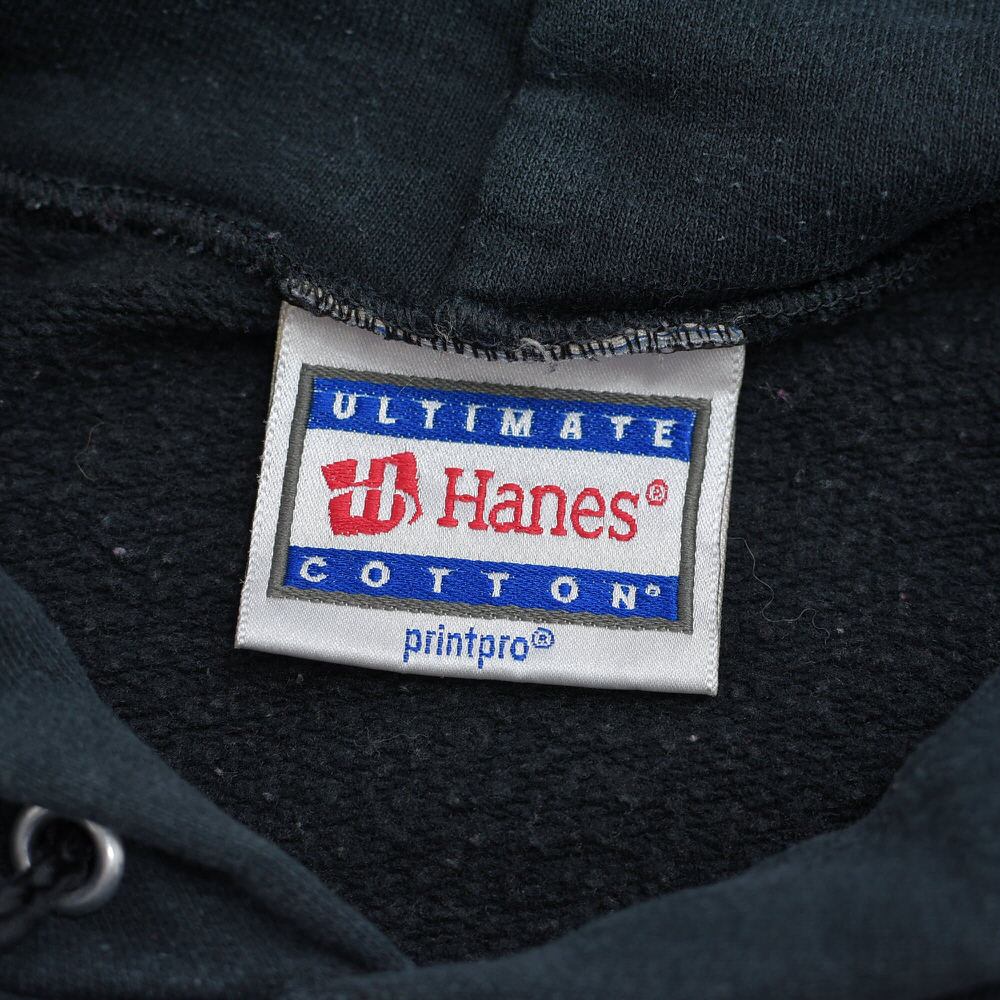 90〜00sヘインズ スウェット フルジップ パーカー ブラック 90s Hanes ヘインズ ロゴプリント プルオーバー スウェットパーカー