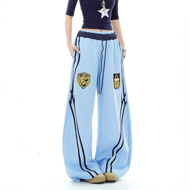 エンブレムモチーフサイドラインワイドパンツ 2col R02797