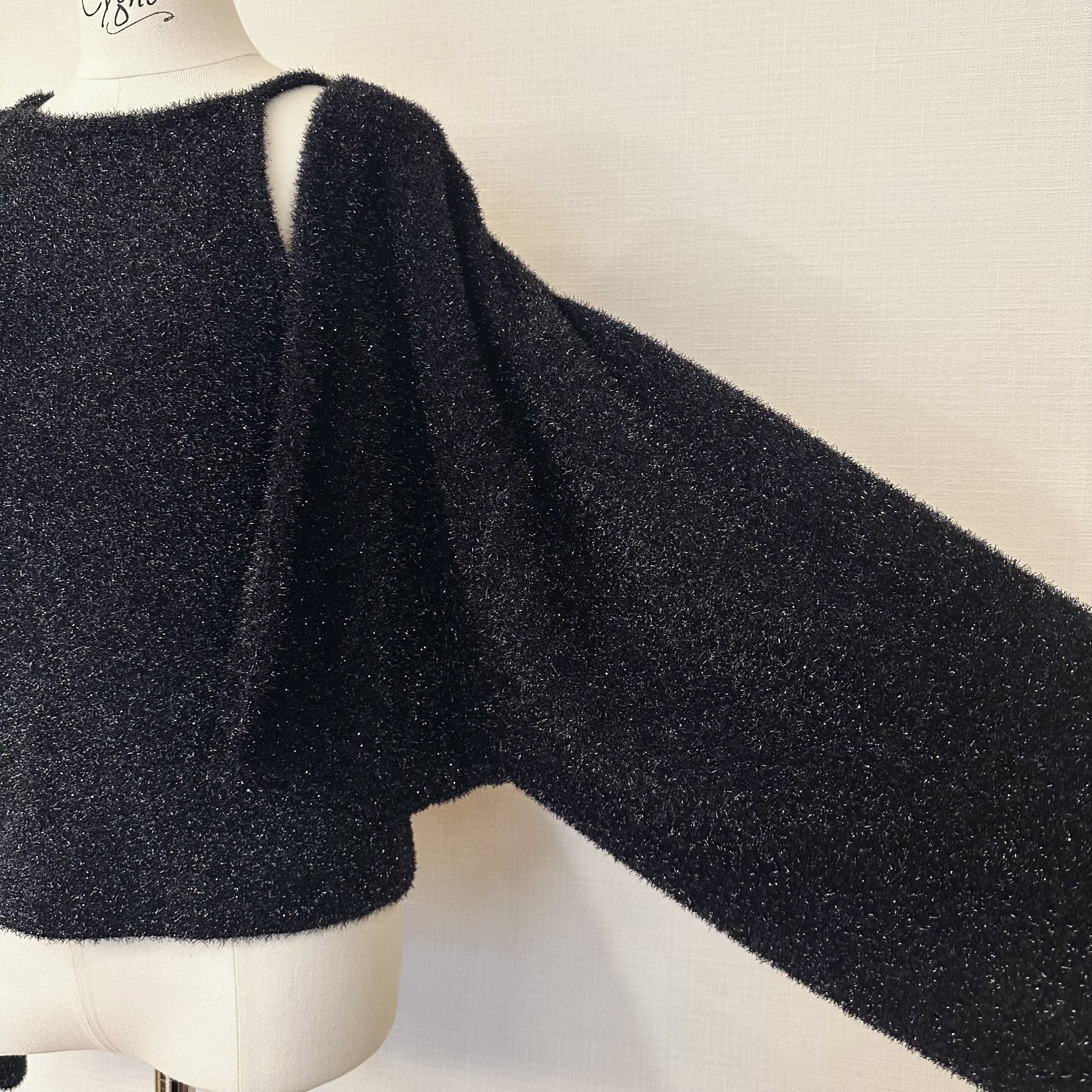 ラメニットカーディガン Fran ブラック | Cygne 