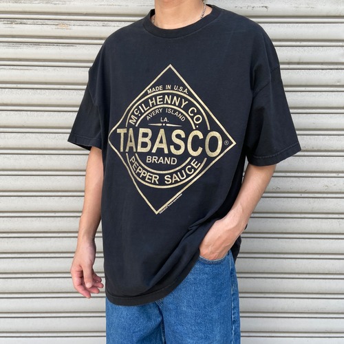 00s USA製　TABASCタバスコ　企業ロゴTシャツ　ブラック　XL相当