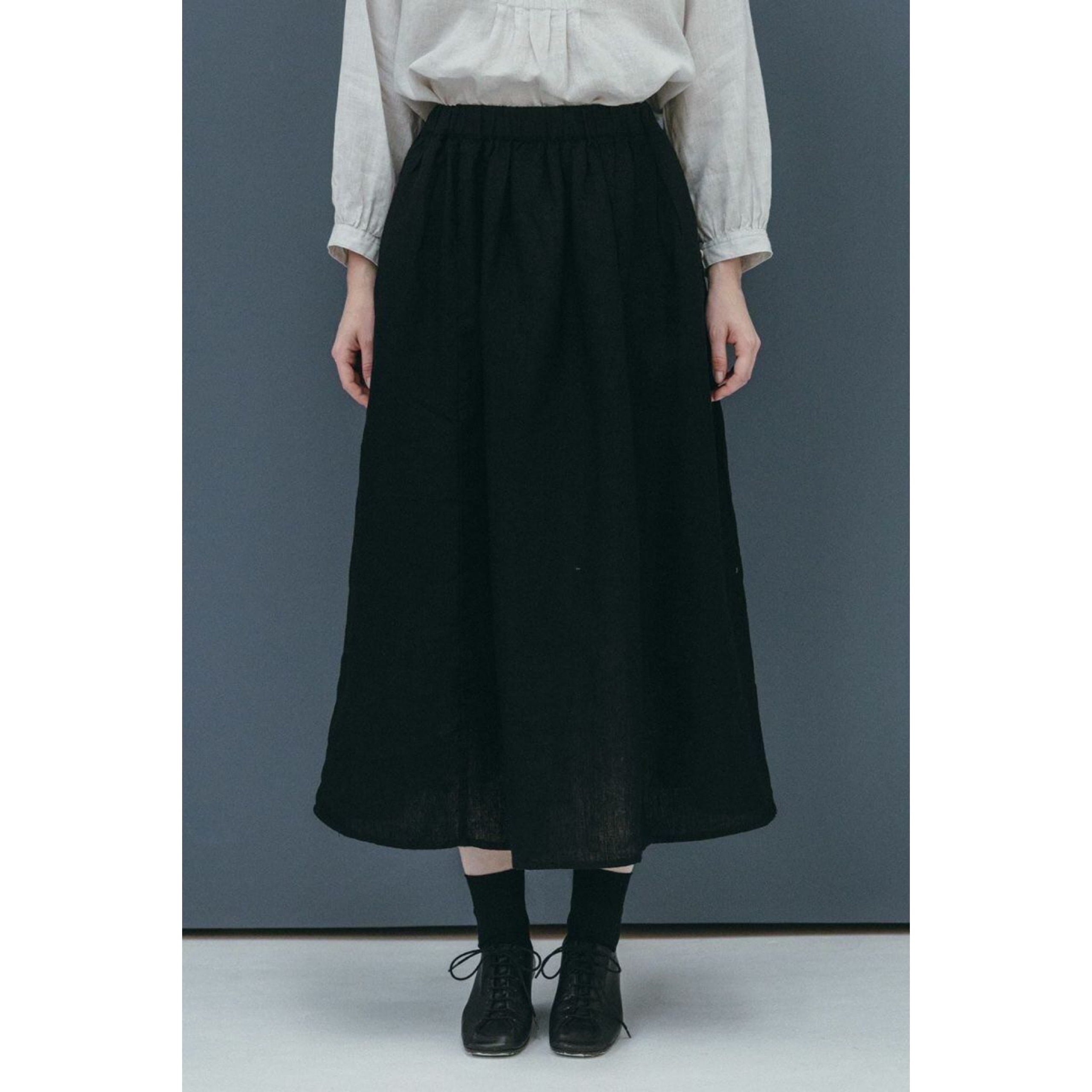 fog linen work │ベススカート(リネン100%・普通地)col.ブラック
