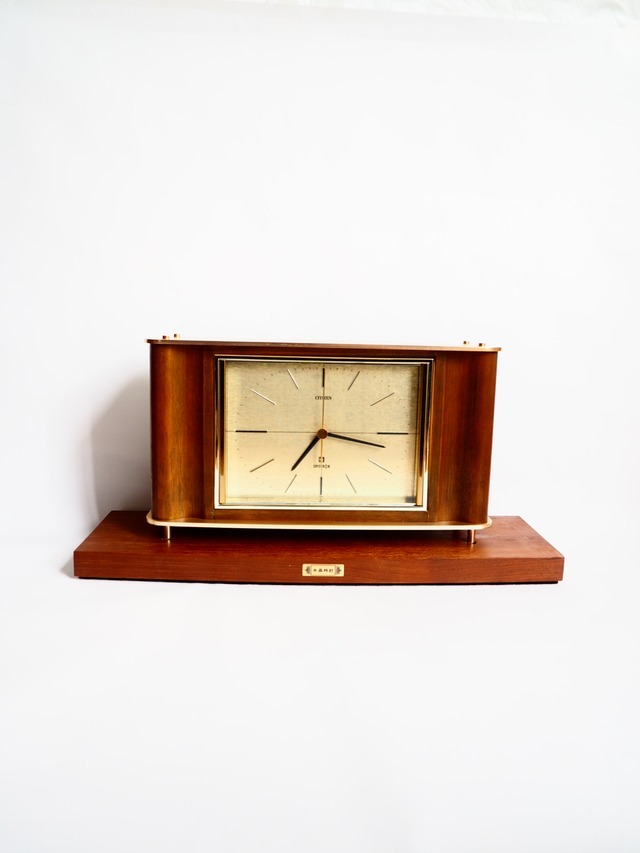70s CITIZEN Crystron wood table clock