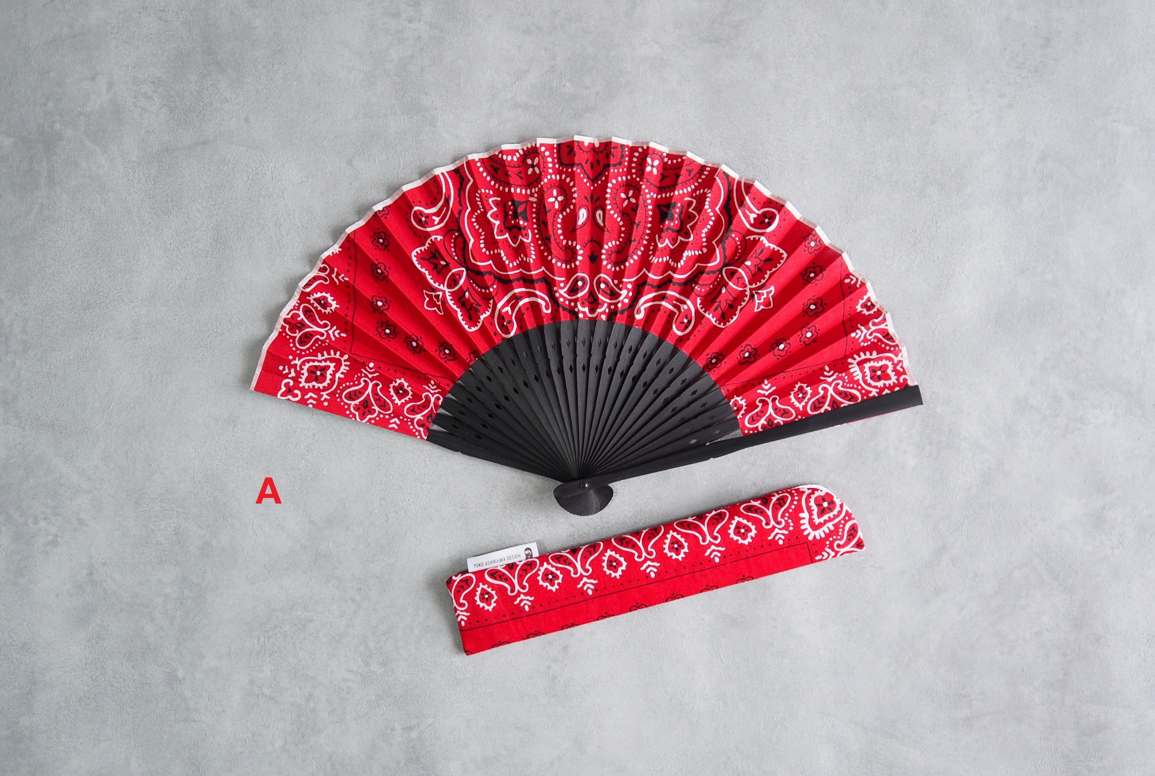 Japanese fan【Bandana Red × Black】