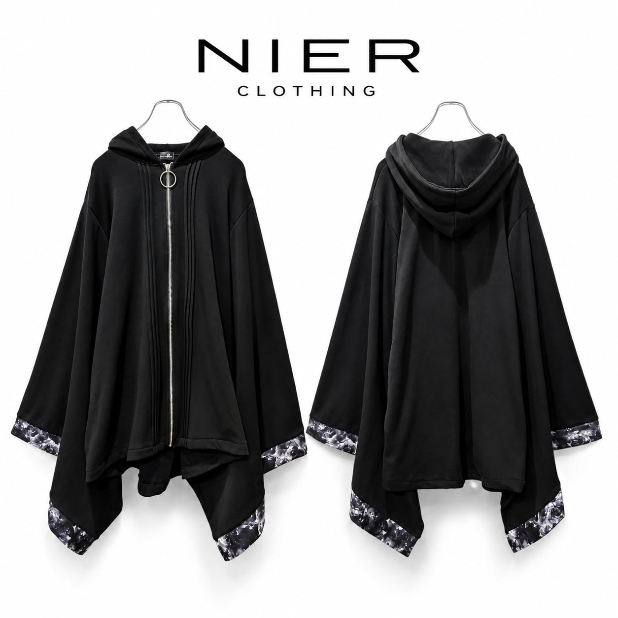 和柄黒薔薇着物袖裏起毛ZIP OUTER | NIER CLOTHING