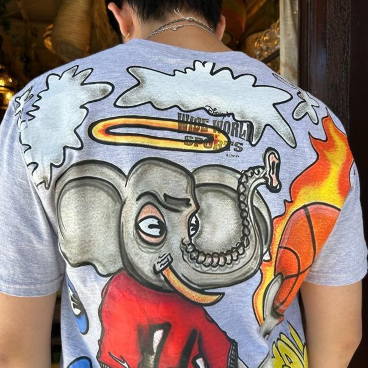 TOPANGA Men's ゾウのバスケ Tシャツ グレー ファッション メンズ カットソー 半袖 プリントTシャツ