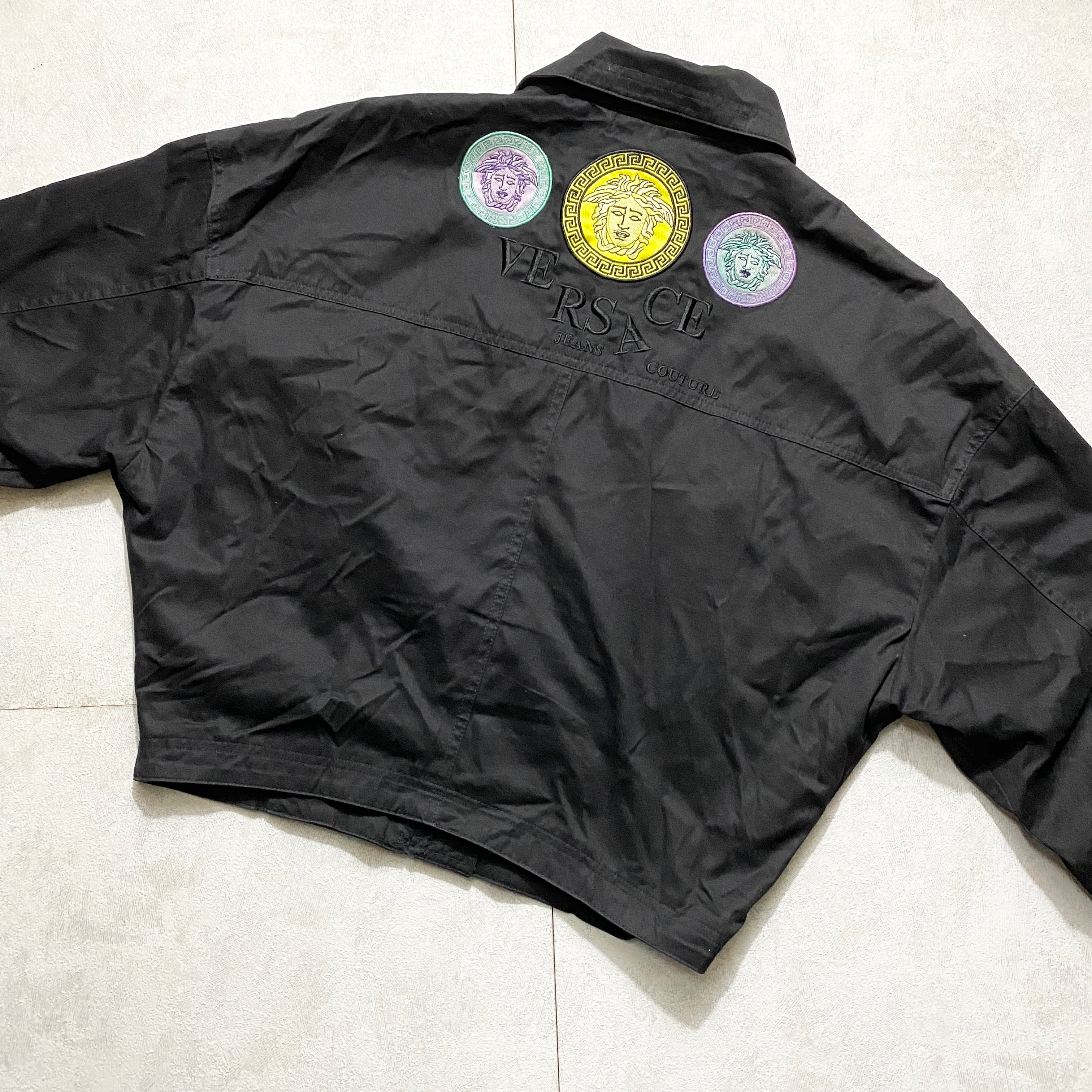 vintage VERSACE JEANS COUTURE back medusa embroidery black blouson 