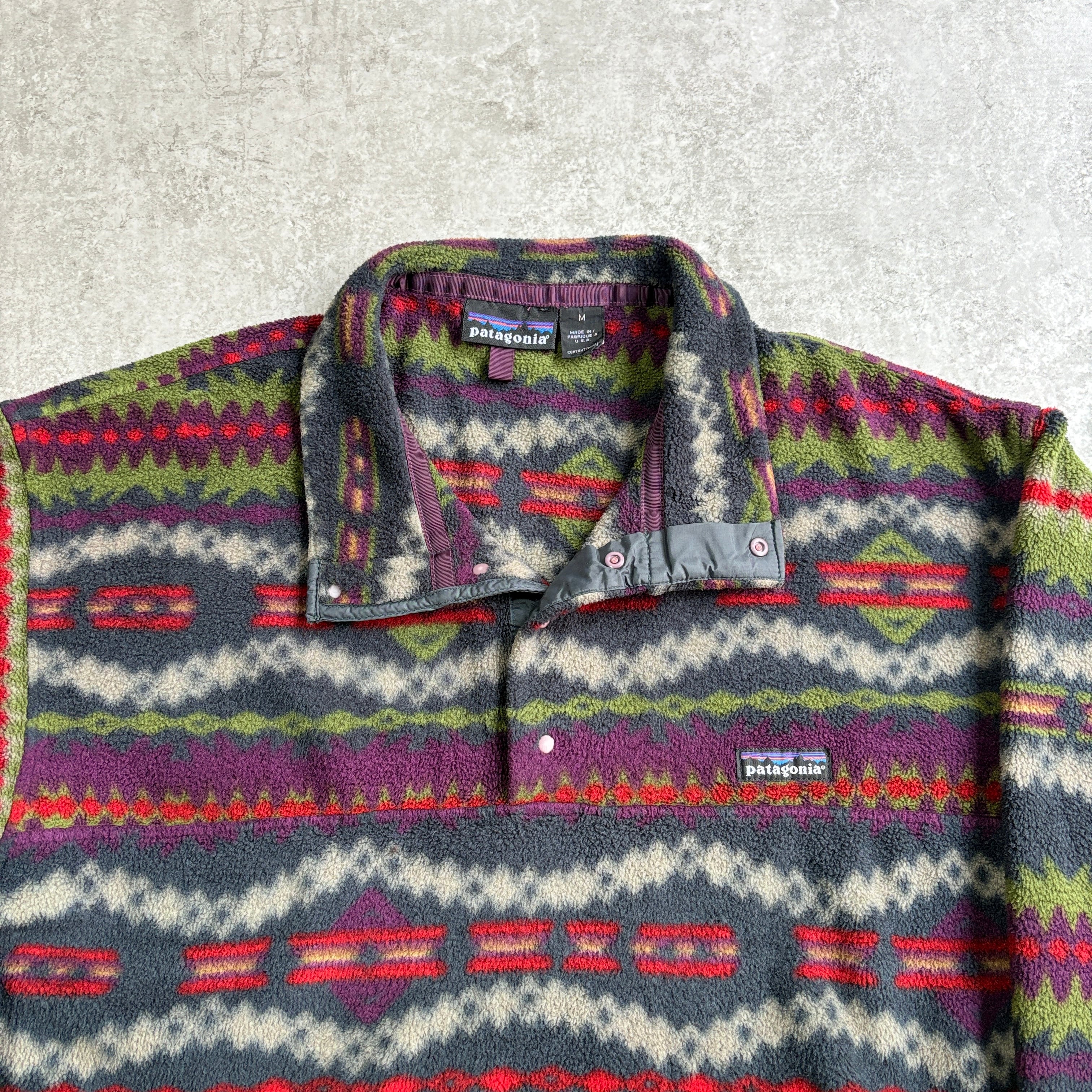 90s USA製 patagonia ”No snow” lightwait Synchilla Snap T Pullover