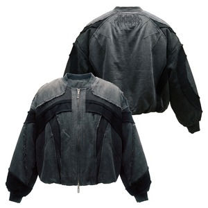 T.C.R DISTRESSED SPLICED BLOUSON - GRAY