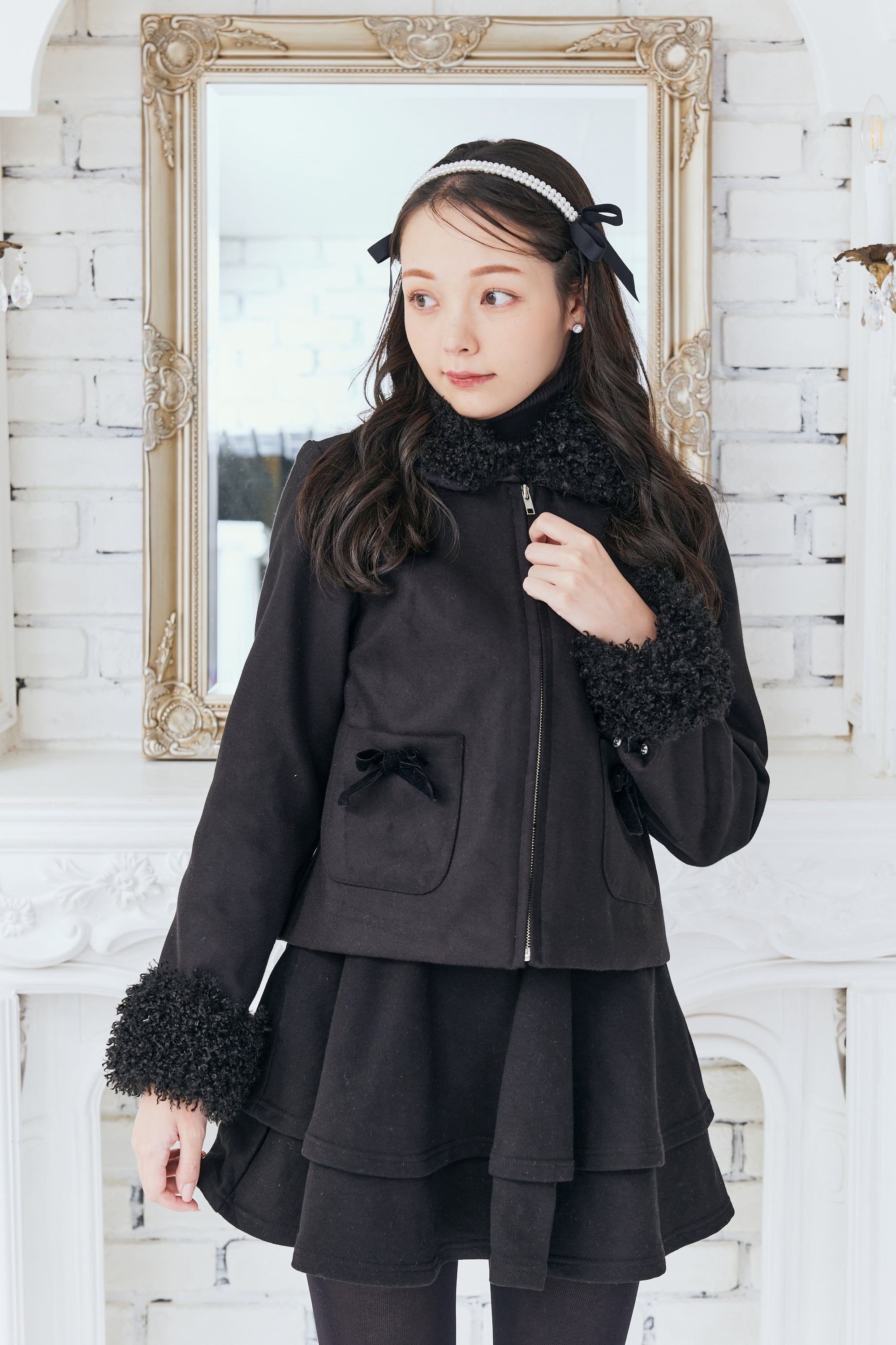 プードルファーコート/black×black fur | PRIMAVELY