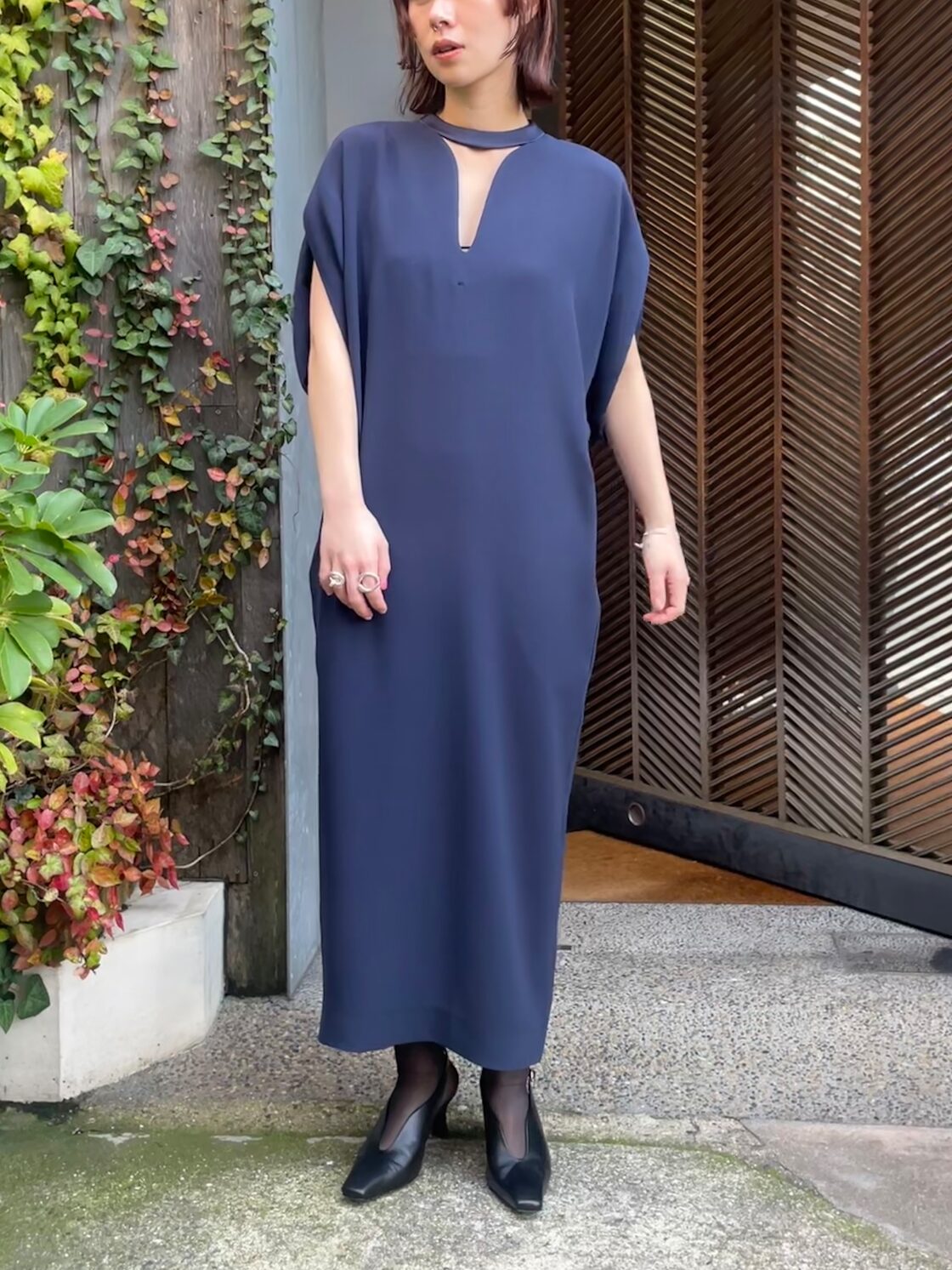 24SS】Mame Kurogouchi マメクロゴウチ /Back Satin Crepe Georgette 