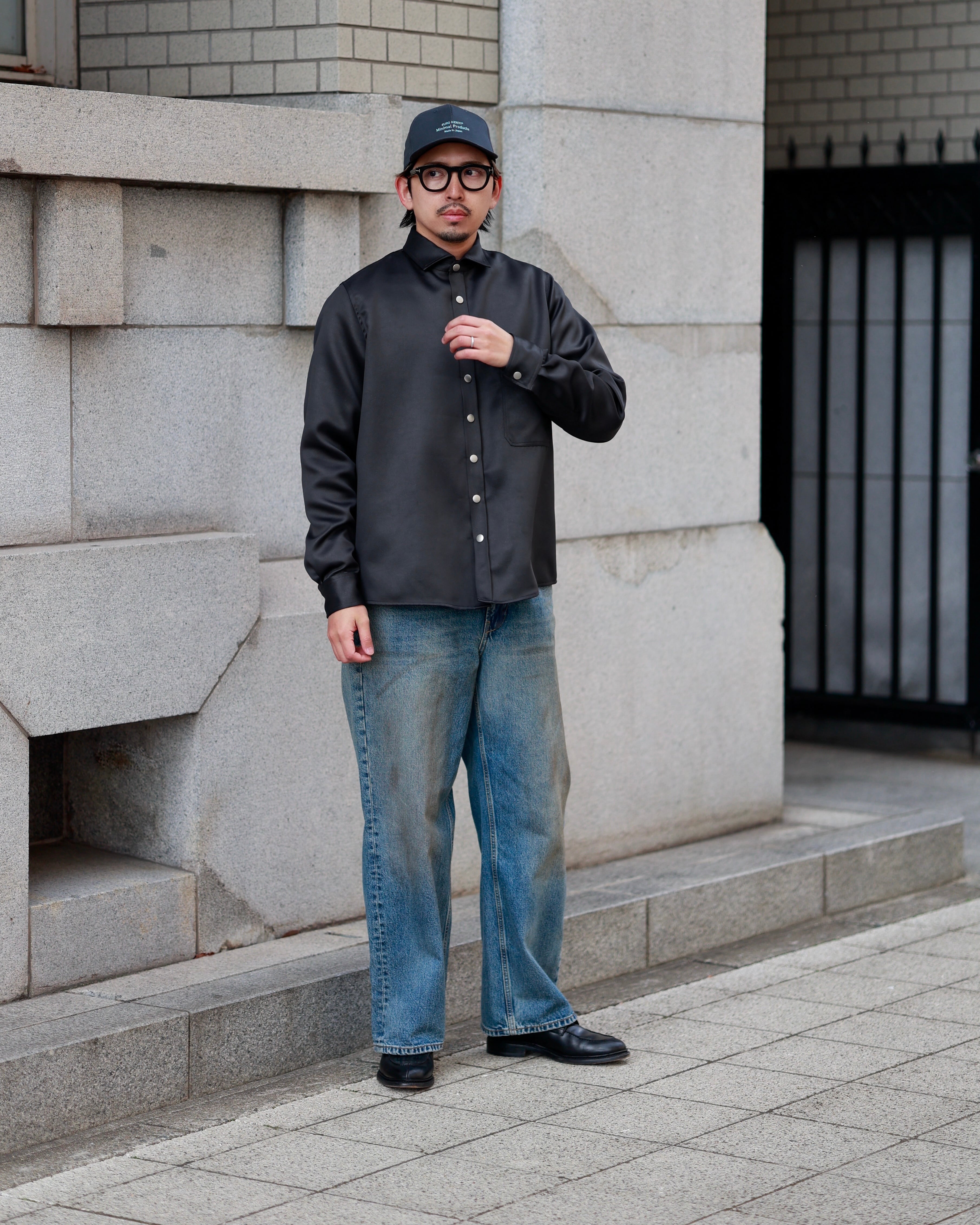 ジャケット・アウター echeveria Leather Switiching WorkJKT OVY KV-589】Eco Leather Over Shirt Jacket【即日発送】【オーバー