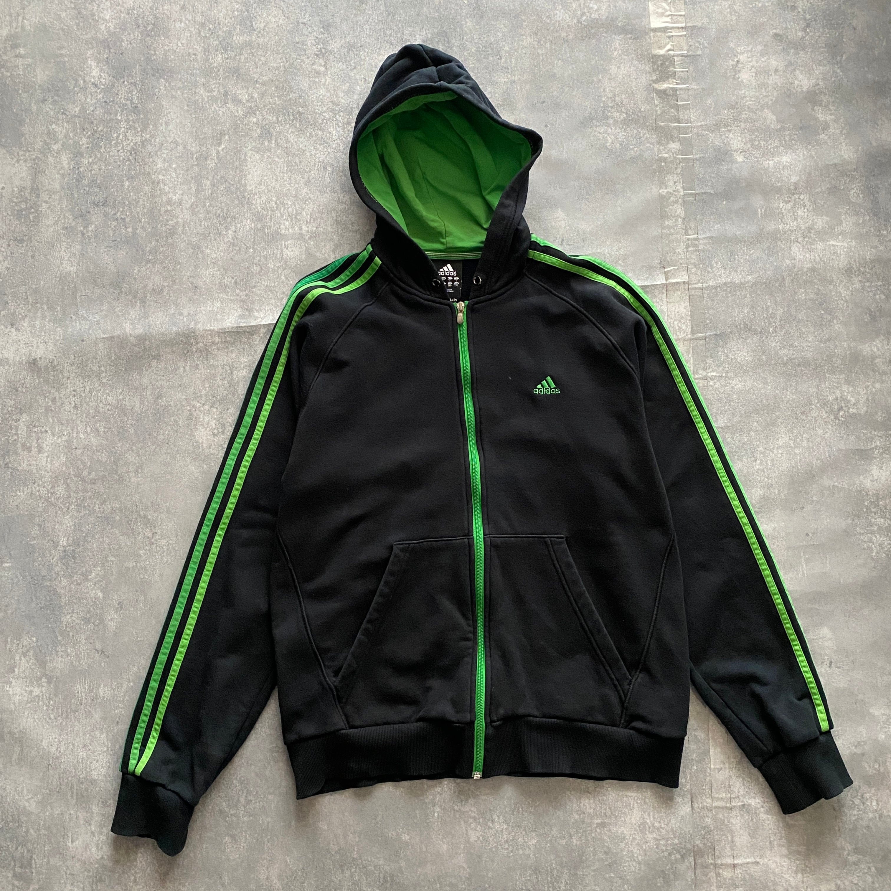 90s  adidas ジップアップ コーチジャケット ワンポイント 黒XL