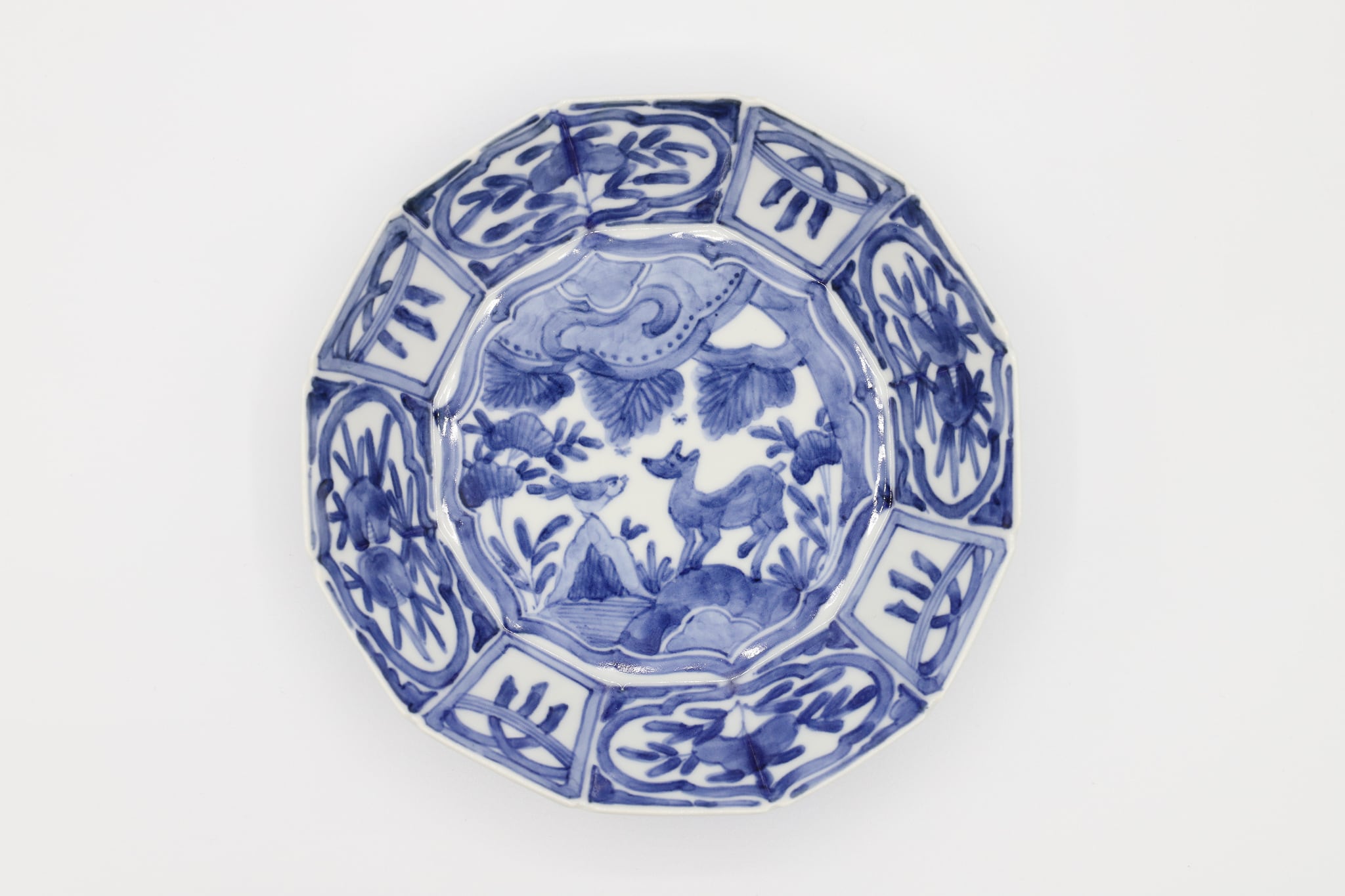 12角鉢 染付芙蓉手鹿小鳥図 | galleryサラ