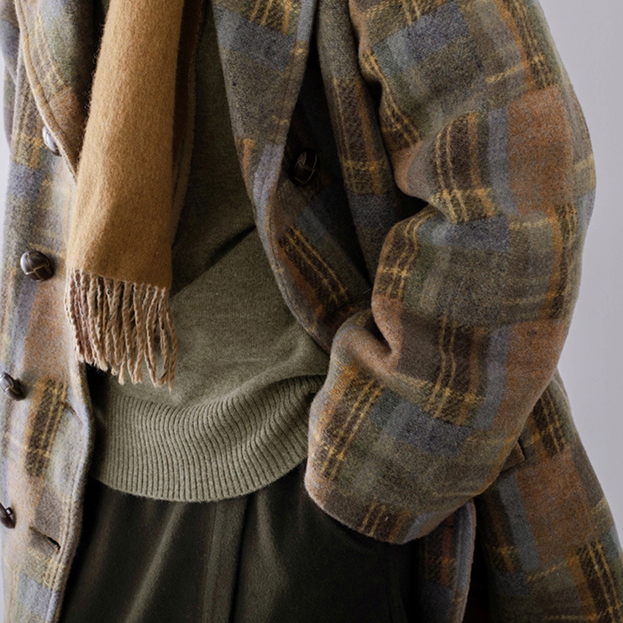 ダブルブレスト チェック柄コート   F0054 - 10