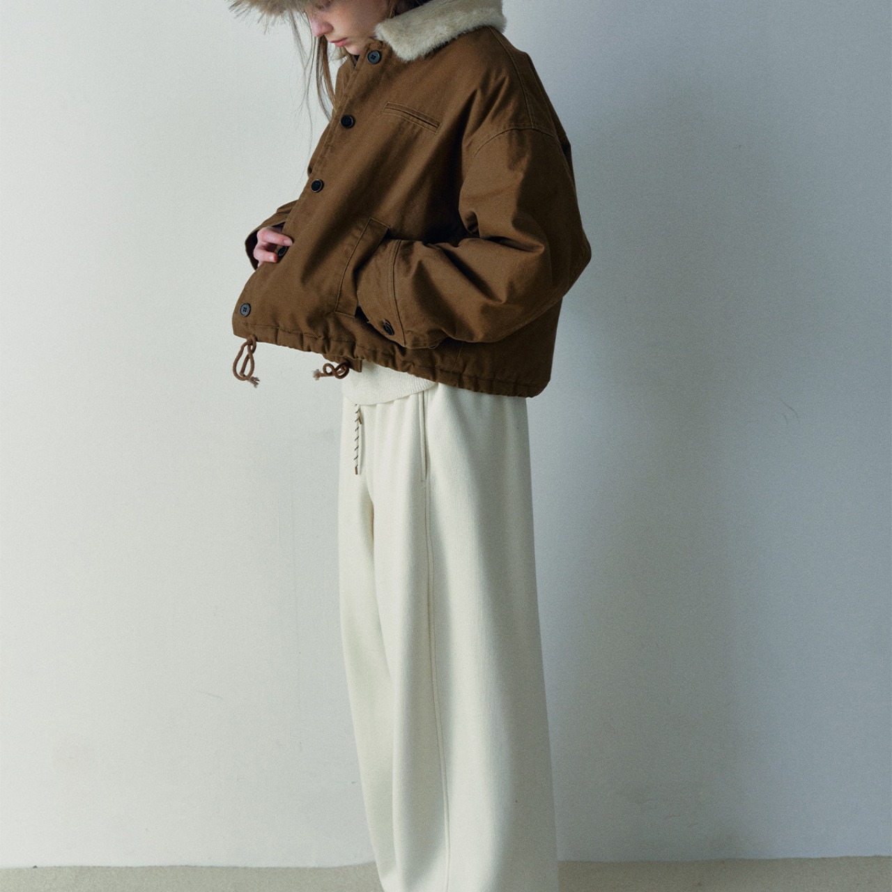 Teddy Collar Short Jacket T3946