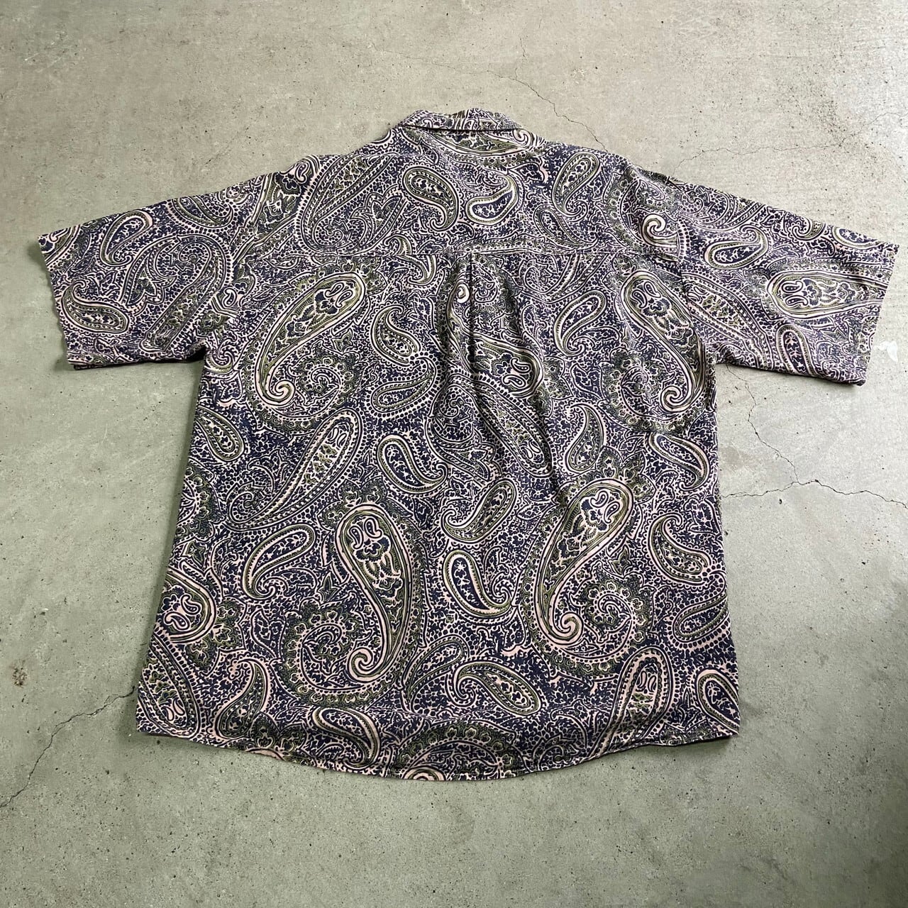 90年代 USA製 BON HOMME 半袖 コットン ペイズリー柄 総柄シャツ
