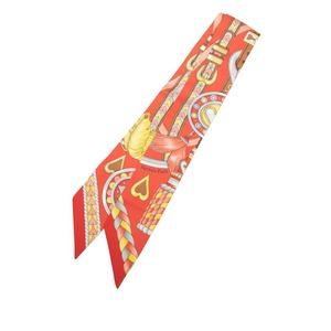 エルメス ツイリー アルネ ドゥ クール Harnais de Cœur スカーフ レッド マルチカラー シルク レディース HERMES 中古