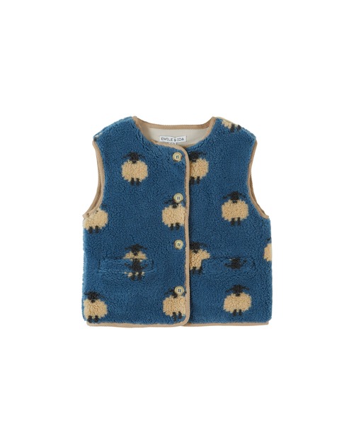 【Emile et Ida】Sheep Boa Vest - Blue