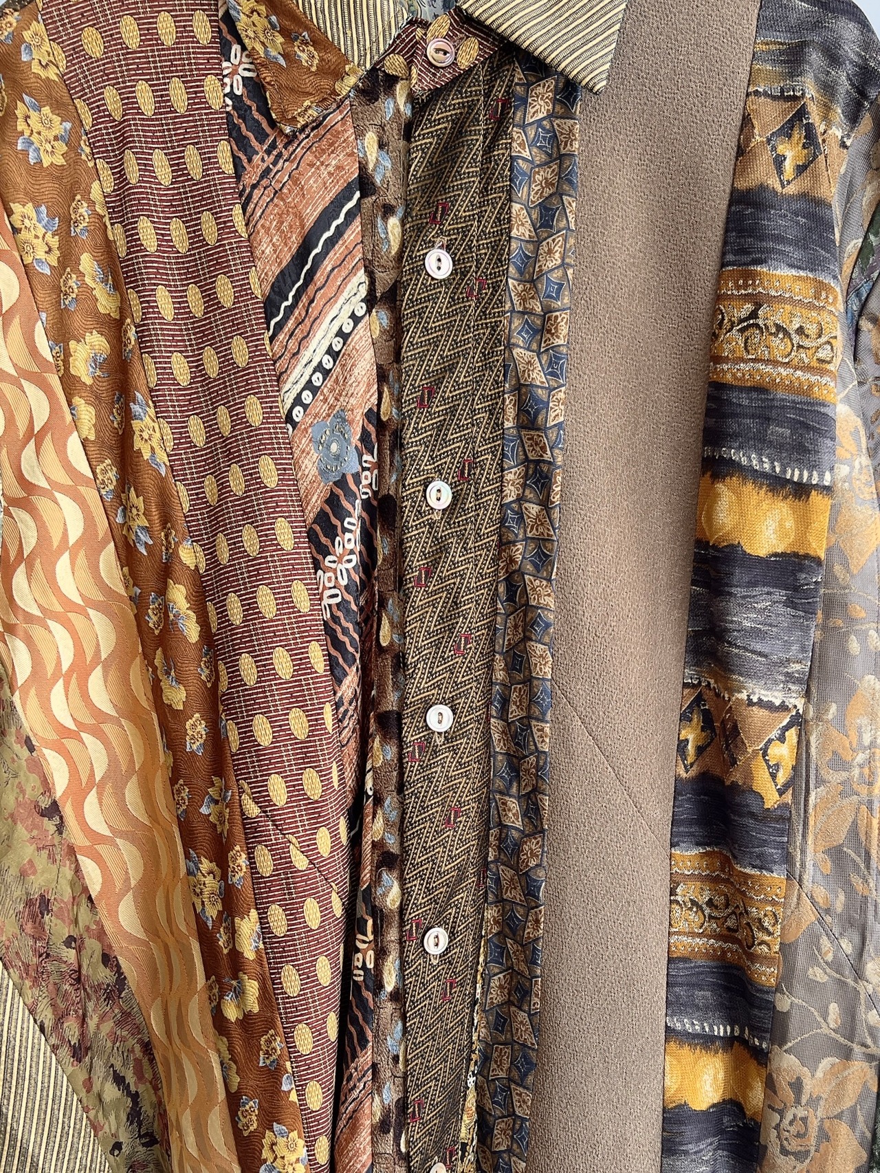 【KOH ISHIGURO】"再構築" REMAKE vintage tie striped patchwork short sleeve shirt - 13