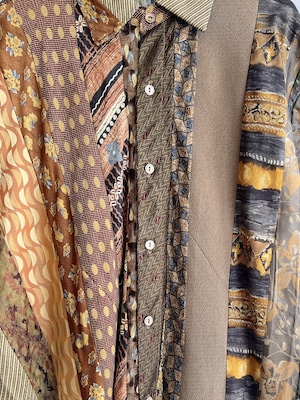 【KOH ISHIGURO】"再構築" REMAKE vintage tie striped patchwork short sleeve shirt