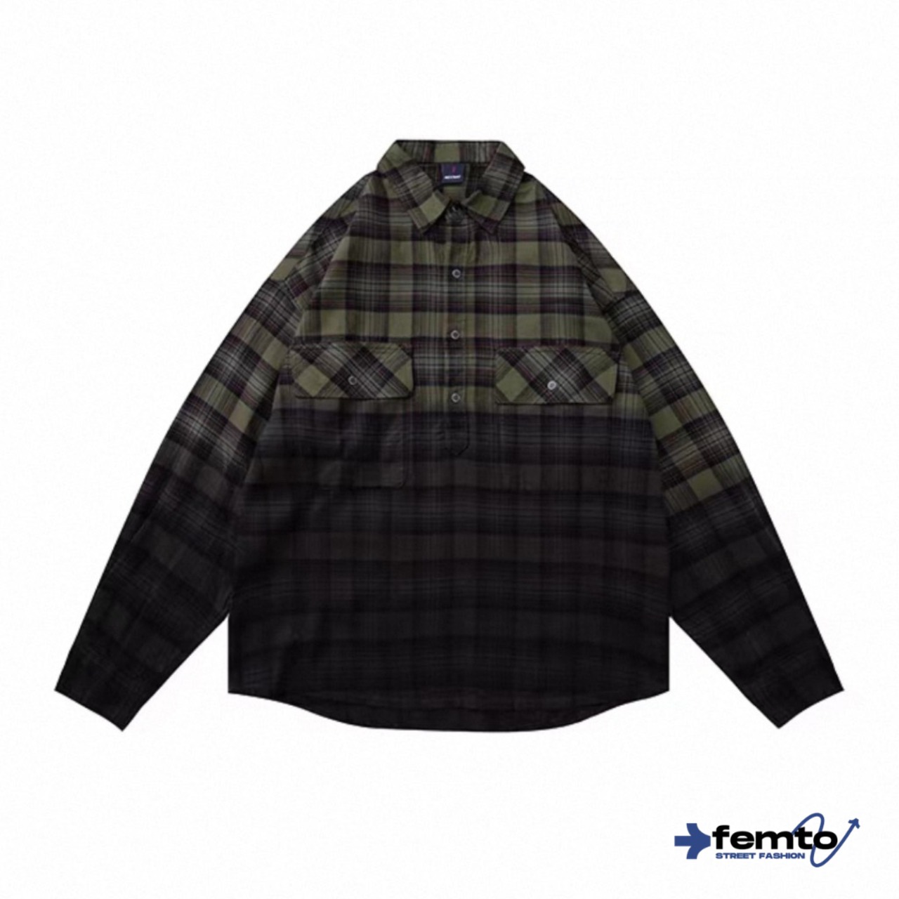 Gradient plaid oversized shirt 1305 - 1