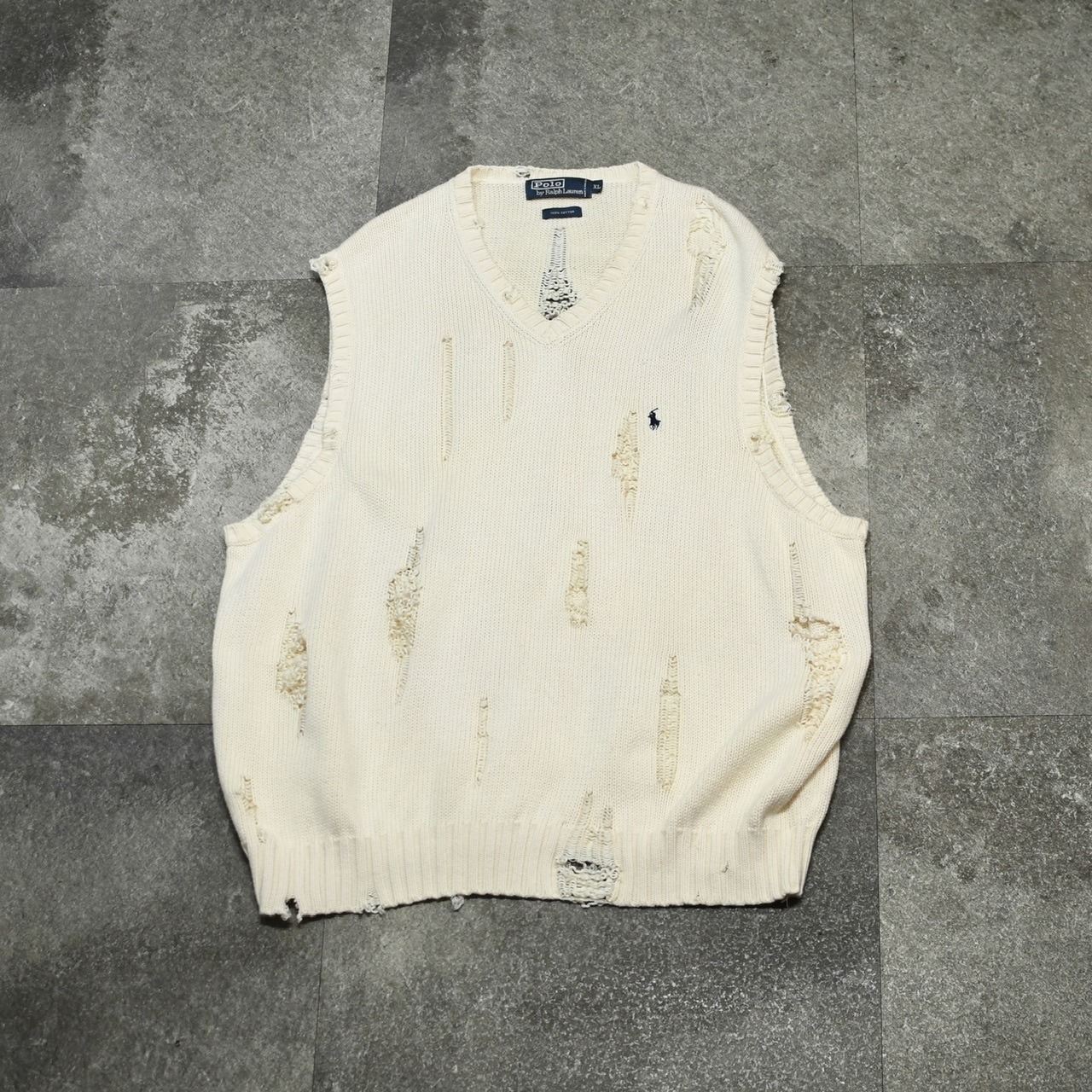custom boro POLO RALPH LAUREN cotton knit vest