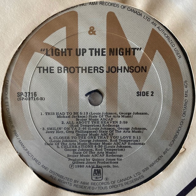【Used / LP】 THE BROTHERS JOHNSON / Light Up The Night AgriTribeMusic