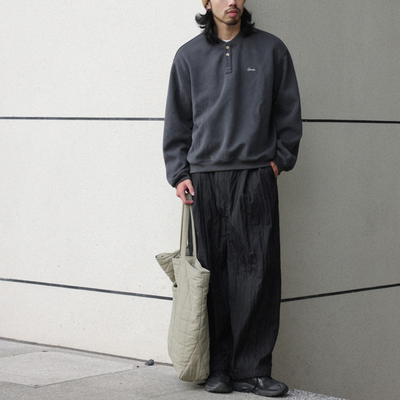 Henry neck button down sweatshirt 0200 - 13