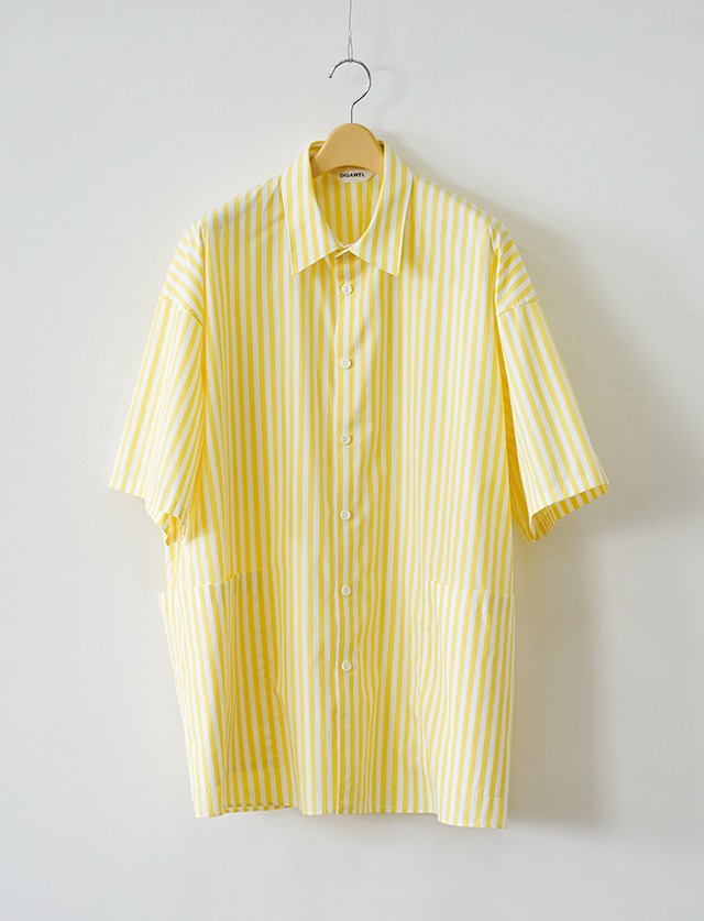 DIGAWEL : SIDE POCKET S/S SHIRT ① STRIPE / YELLOW