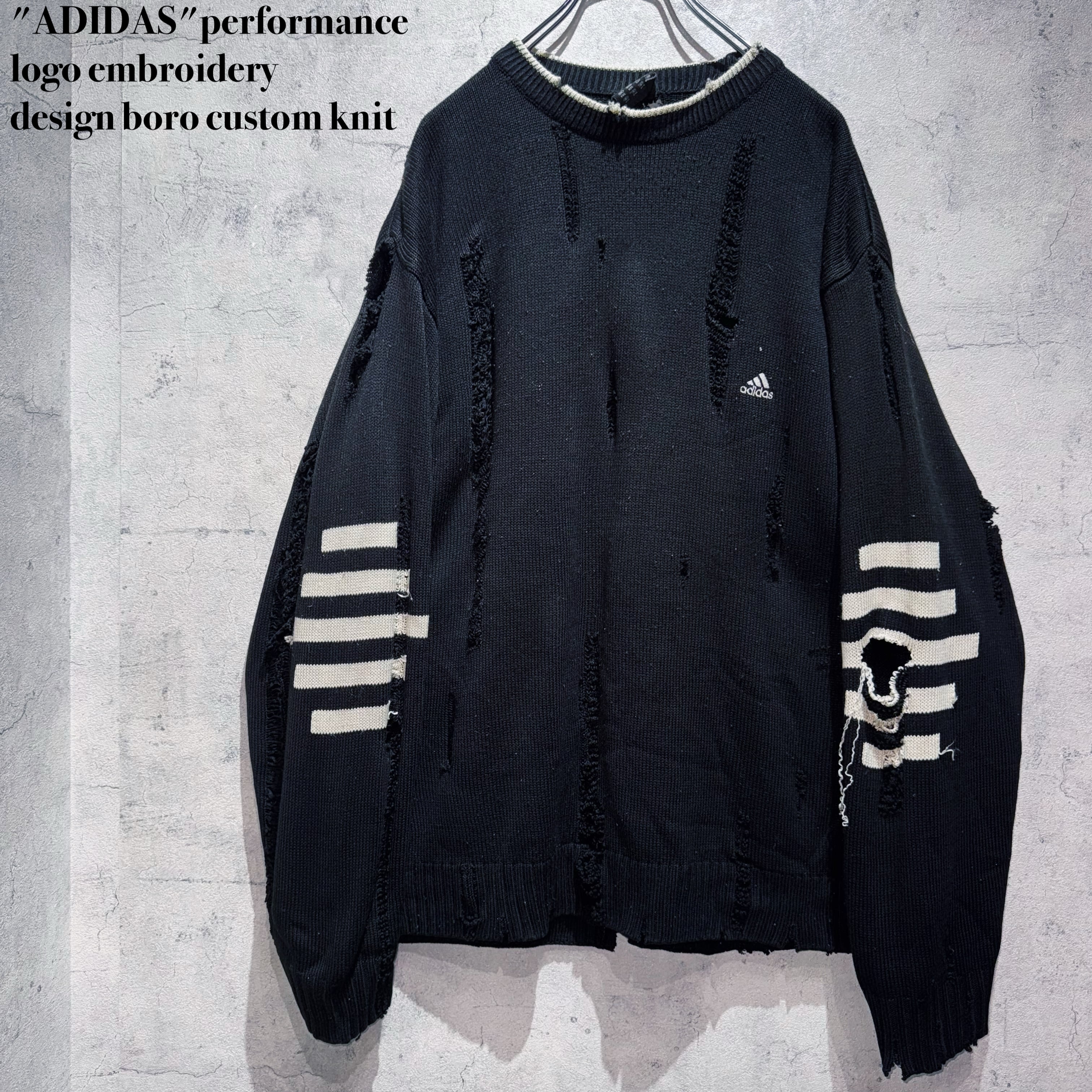 "ADIDAS"performance logo embroidery design boro custom knit