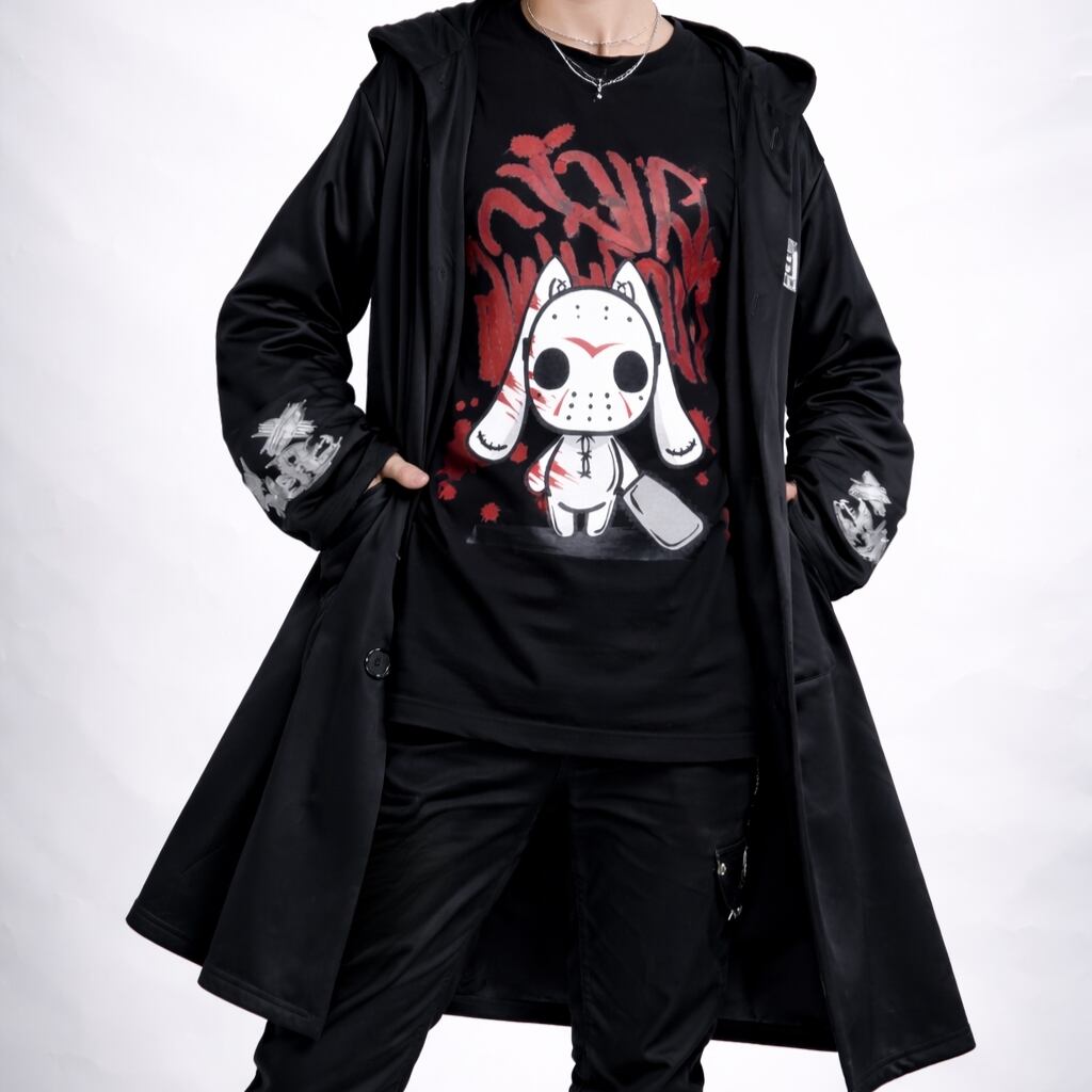 春秋用4POCKET軽量BLACK LONG COAT【全刺繍DESIGN】 | NIER CLOTHING