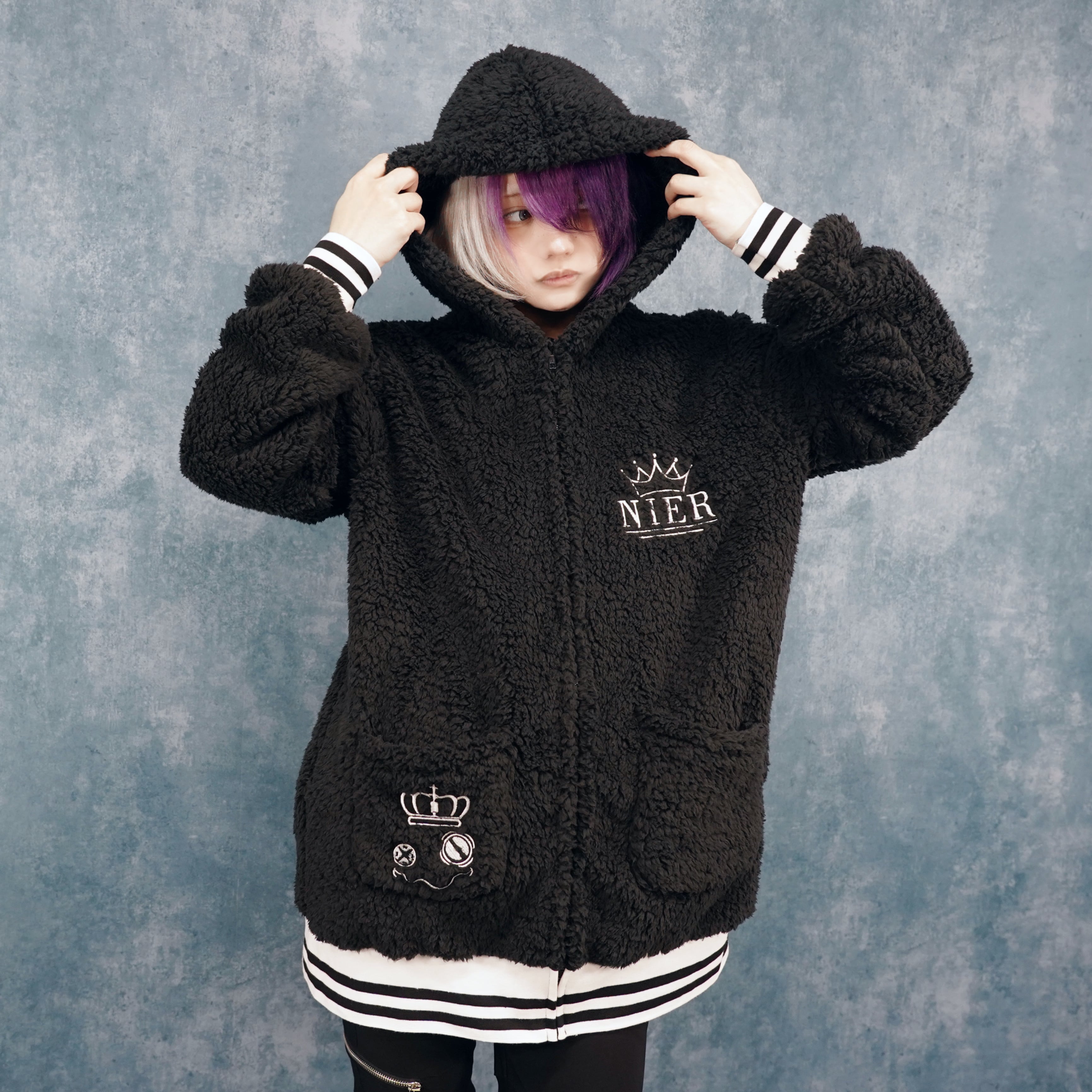 全刺繍CROWN BLACK BOA ZIP OUTER | NIER CLOTHING