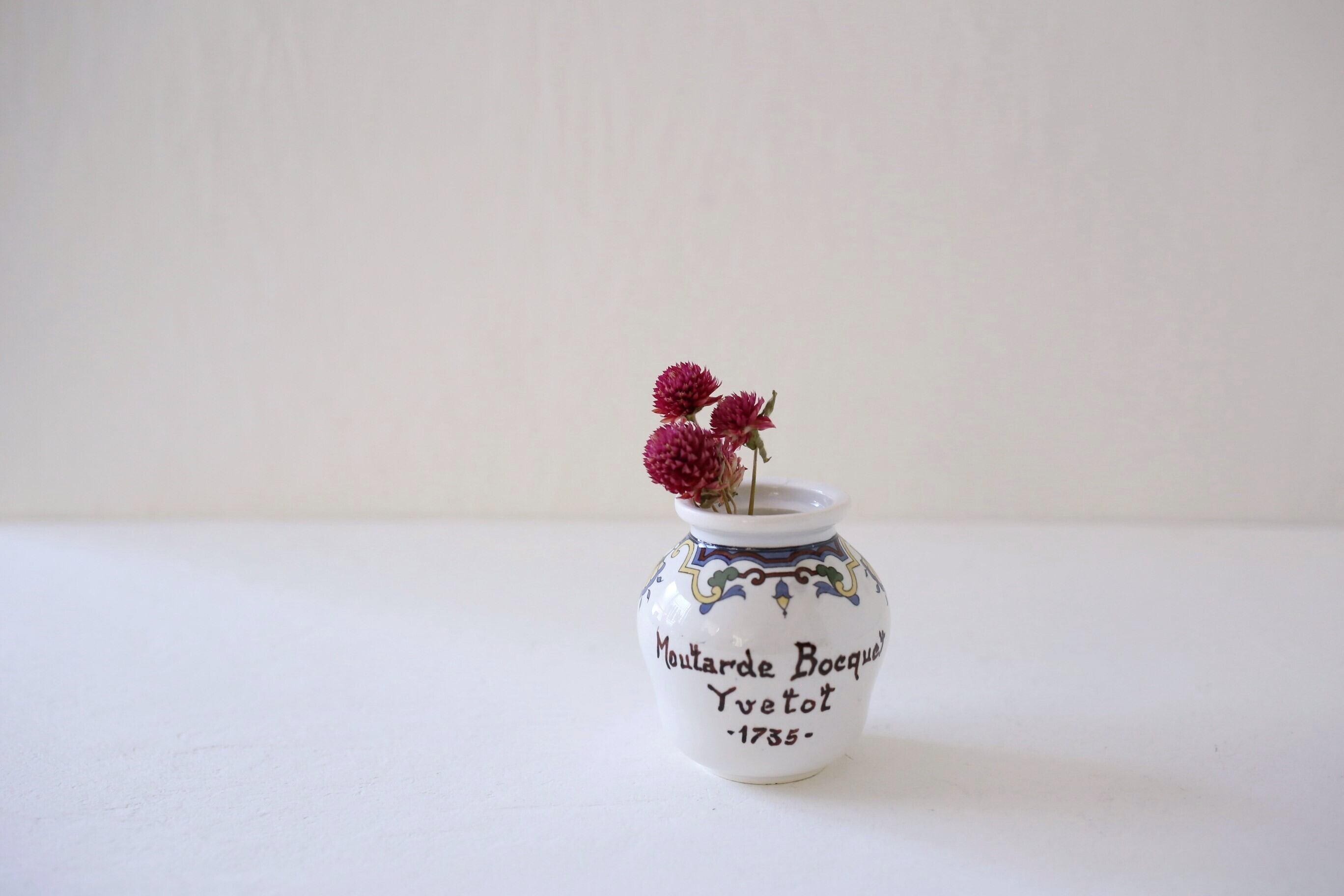 フランス アンティーク ヴィンテージ DIGOIN SARREGUEMINES サルグミンヌ マスタードポット 『Bocquet』 N-03399