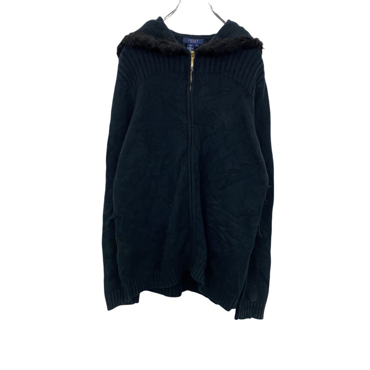 CHAPS ジップアップセーター L ブラック チャップス ニットパーカー 
