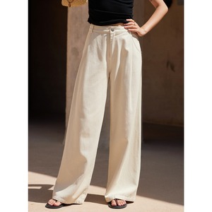 pleated slim high waist leg pants