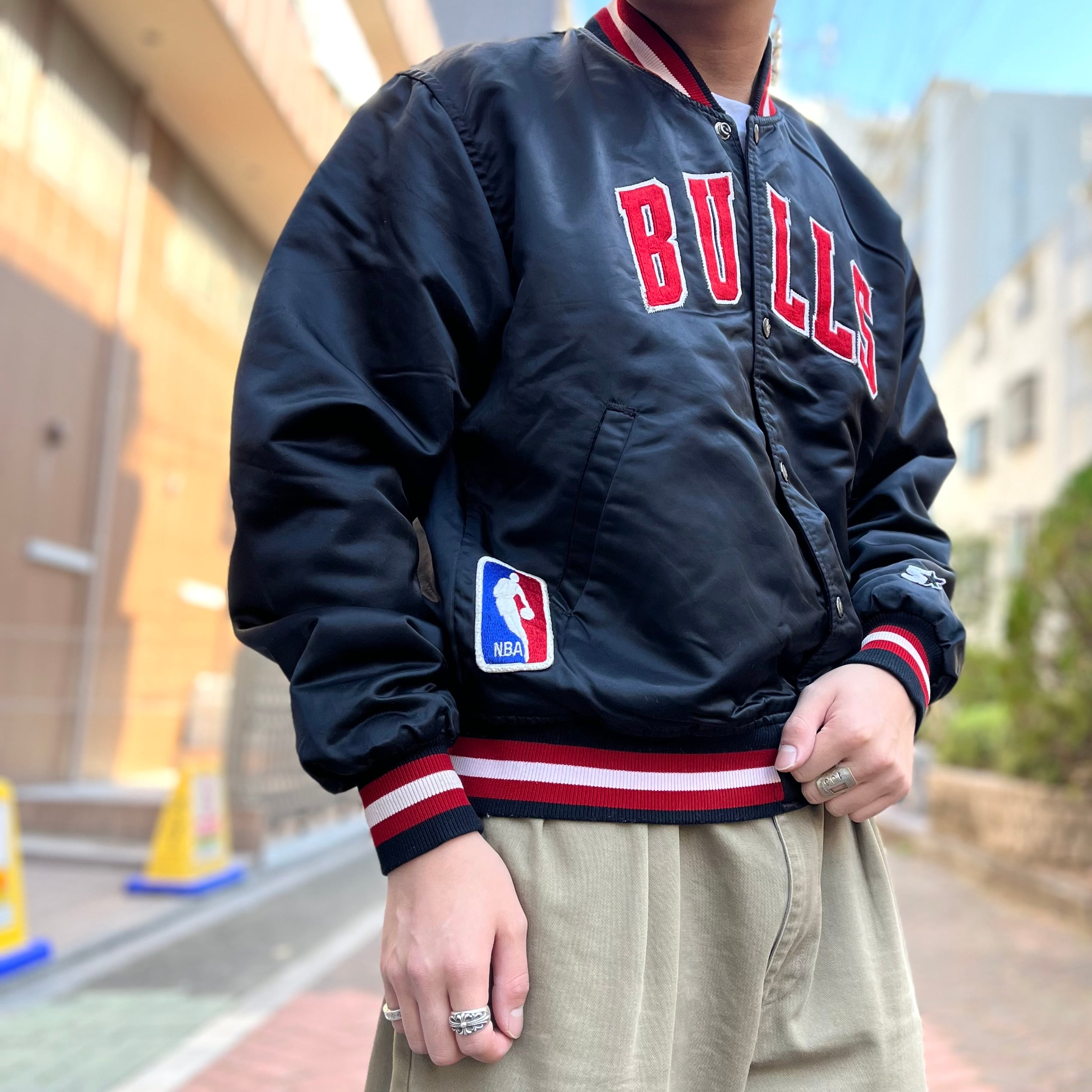 90年代 size：L【 BULLS 】STERTER ブルズ スターター シカゴブルズ