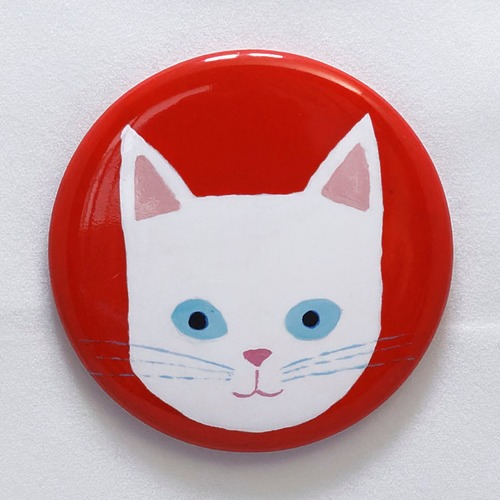 森邦保作品 猫マグネット N02（白猫イメージ）ロゴマークなしです。
