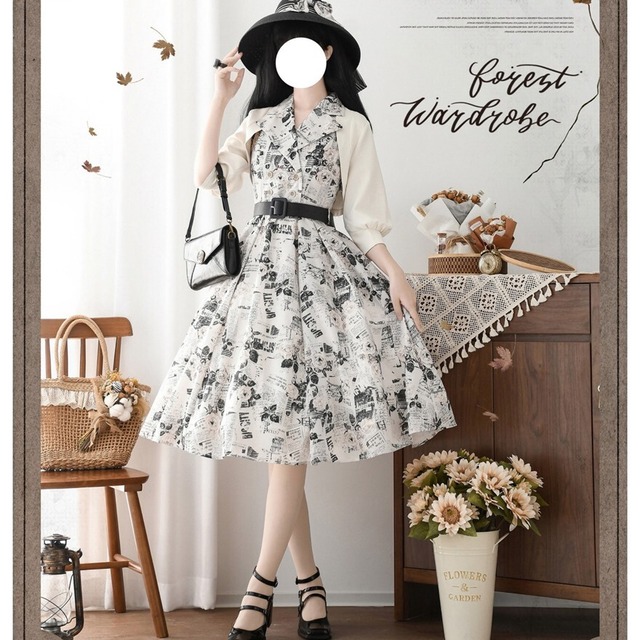 サブカル 服 地雷系 通販 クラロリ ワンピース フレンチガーリー Forestシリーズ 夏ワンピ 30代ファッション