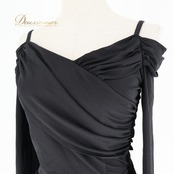 社交ダンス 衣装 トップス ブラウス ブラック系 チャコットロイヤルダンス Chacott ROYAL DANCE 黒 無地 シンプル 練習 レッスン 日本製 オフショルダー 伸縮 ストレッチ 上品 パーティー イベント オールブラック かわいい セクシー