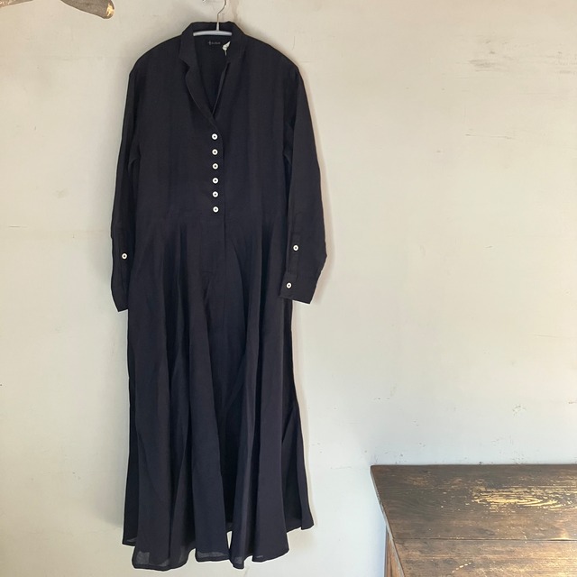 Sa-Rah 1dayフレアワンピース長袖  ネイビーリネン