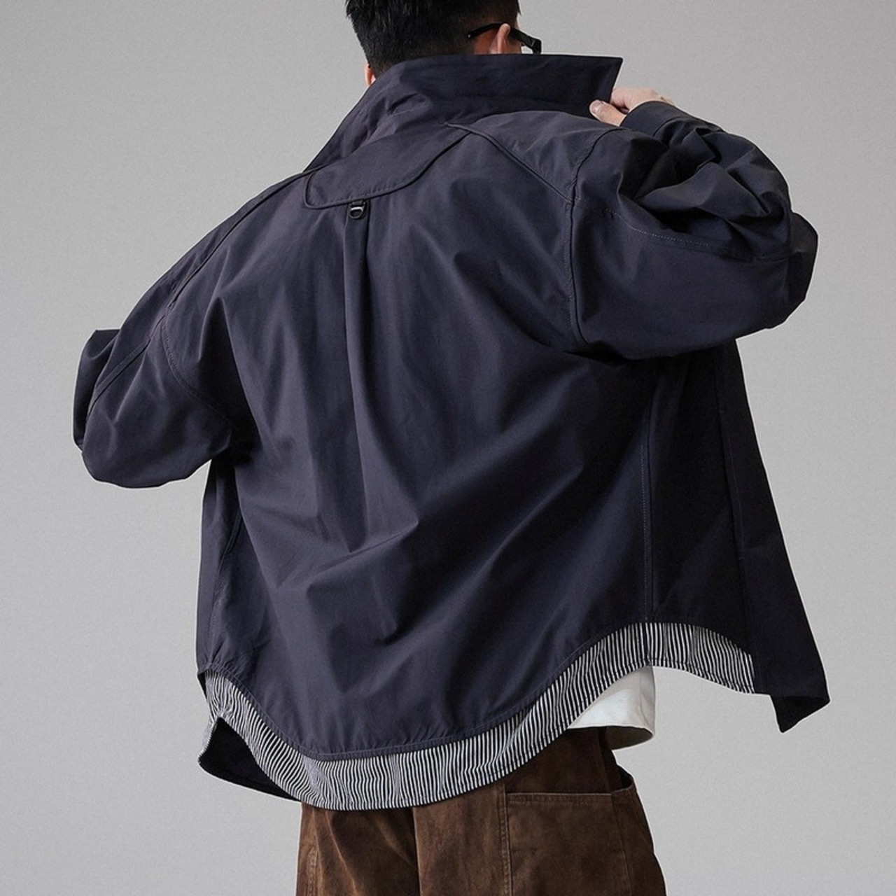 Button Front Waist-Length Wide Shirt Jacket ◇H0964