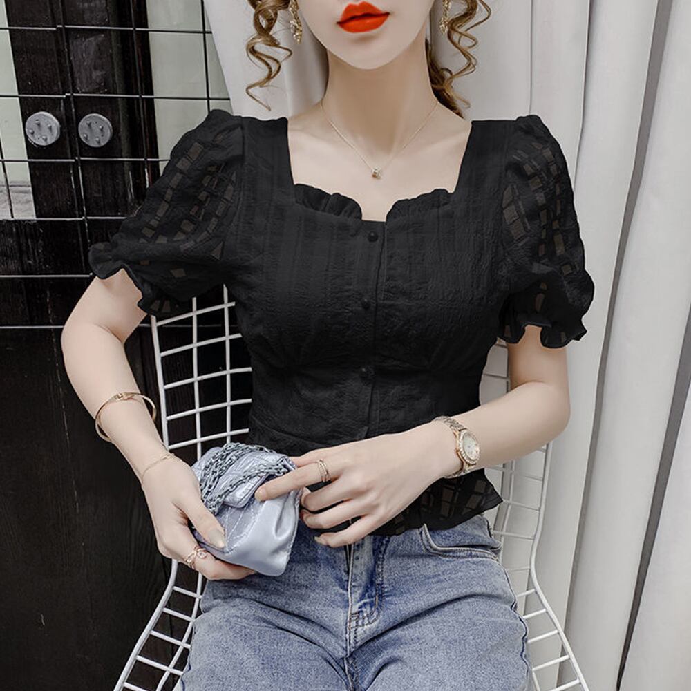 本物◇ パフスリーブシフォントップス韓国オルチャンTシャツブラウス再入荷 gpstiger.com