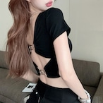 back cutout cropped tops / l0773