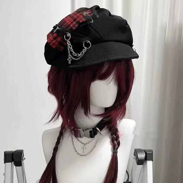 【GNmakabaka Hatシリーズ】★帽子★ ハット ぼうし レディース ベレー帽 チェック柄 赤 黒