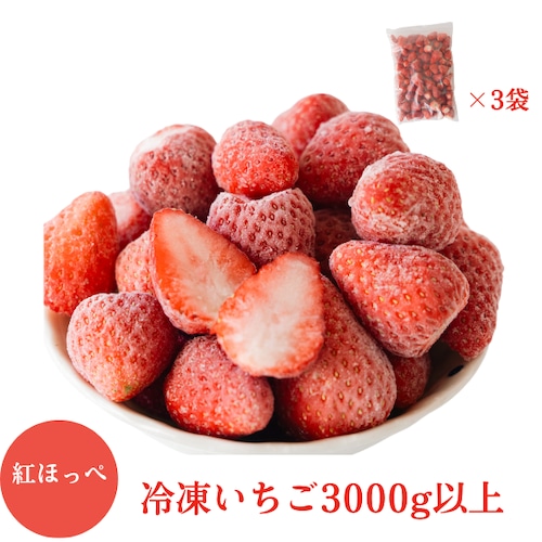 【送料込】冷凍紅ほっぺ3kg ☆ 朝どれ完熟いちご