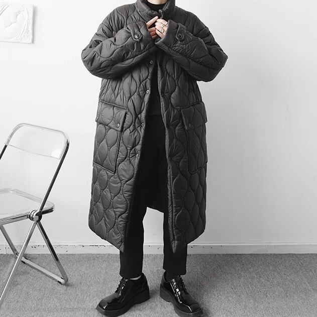 【予約販売】ダウンコート メンズ フード アウター スタンドカラー ブラック ロング丈 黒 防寒 お洒落 こなれ感 ベーシック 秋冬 大きいサイズ M/L/XL/2XL